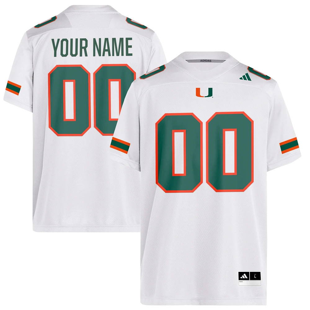 Men's adidas White Miami Hurricanes Replica Custom Football Jersey