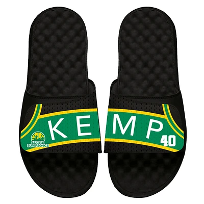Unisex ISlide Shawn Kemp Black Seattle SuperSonics Retired Player Jersey Slide Sandals