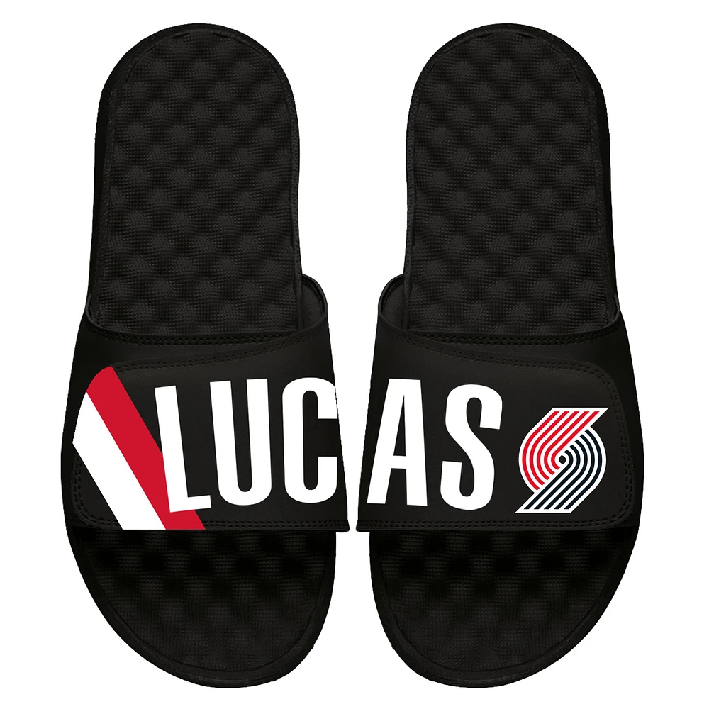 Unisex ISlide Maurice Lucas Black Portland Trail Blazers Retired Player Jersey Slide Sandals