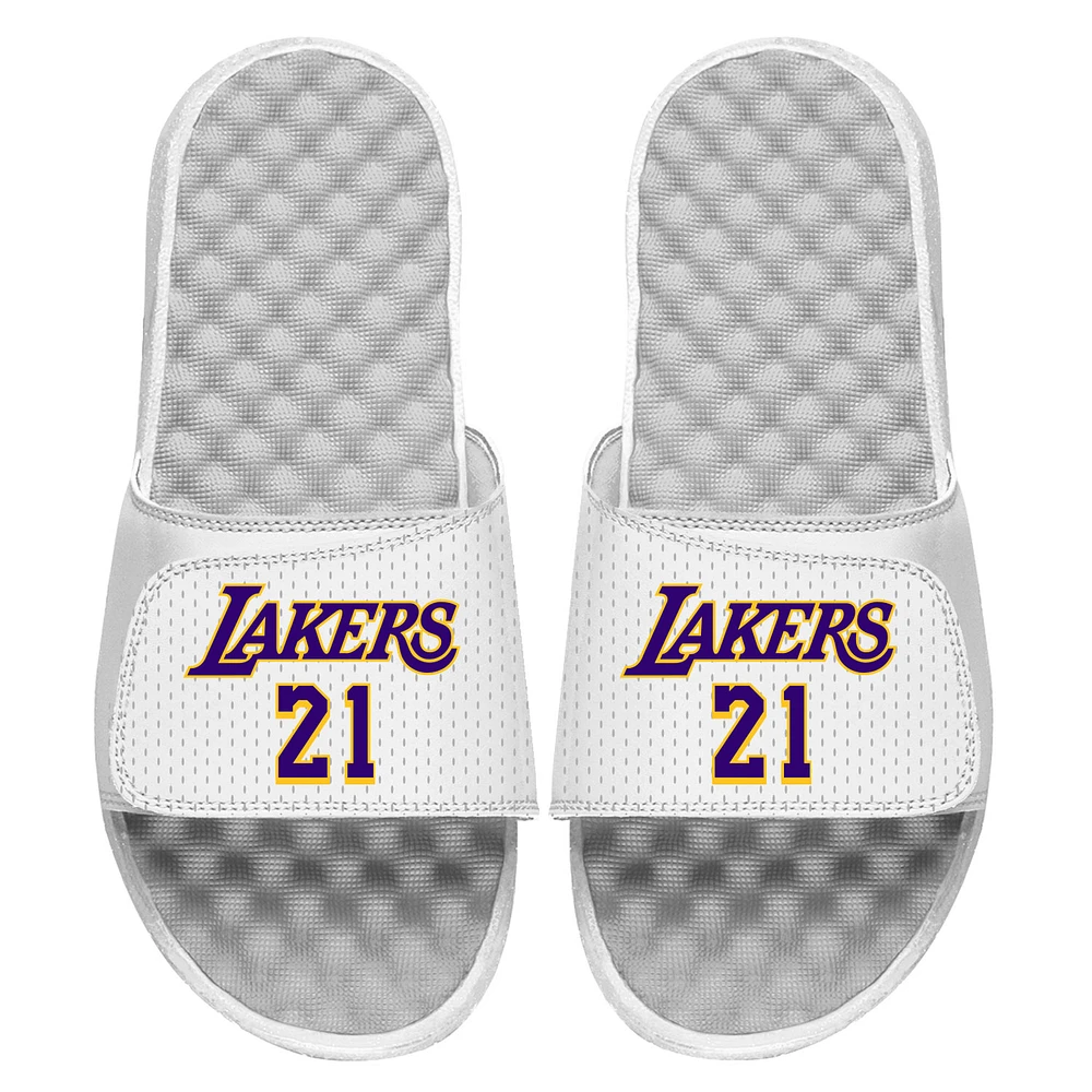 Unisex ISlide Michael Cooper White Los Angeles Lakers City Jersey Slide Sandals