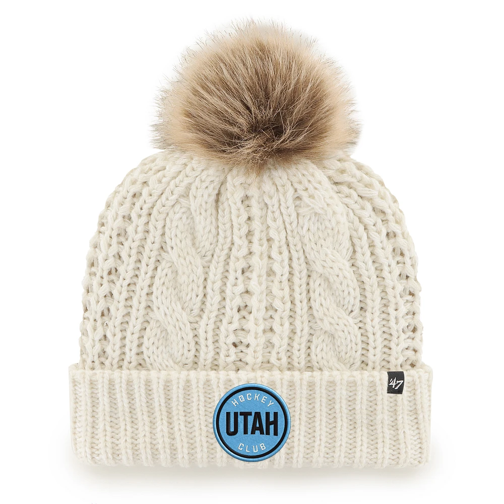 Women's '47 Cream Utah Hockey Club Meeko Cuffed Knit Hat with Pom
