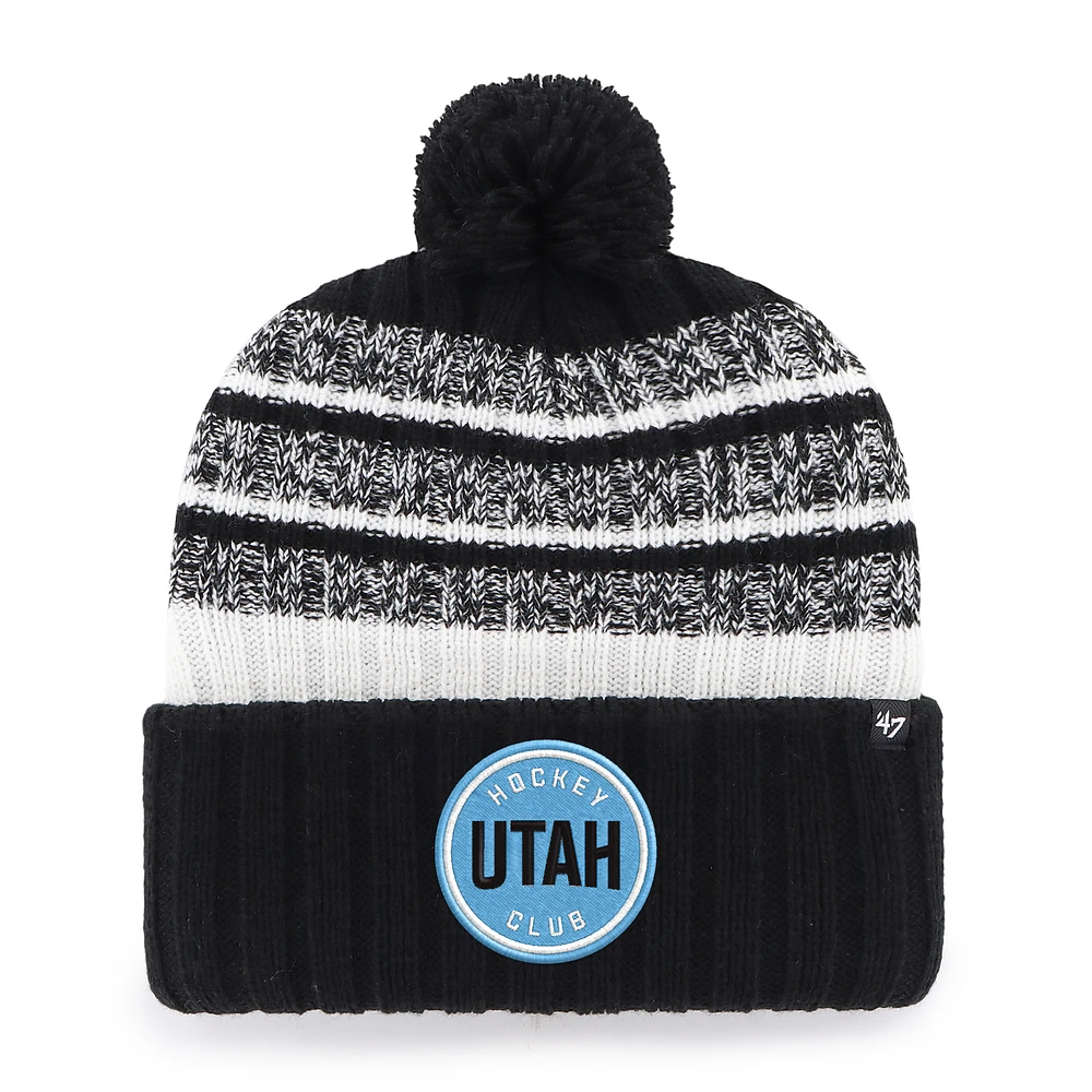Men's '47 Black Utah Hockey Club Tavern Cuffed Knit Hat with Pom