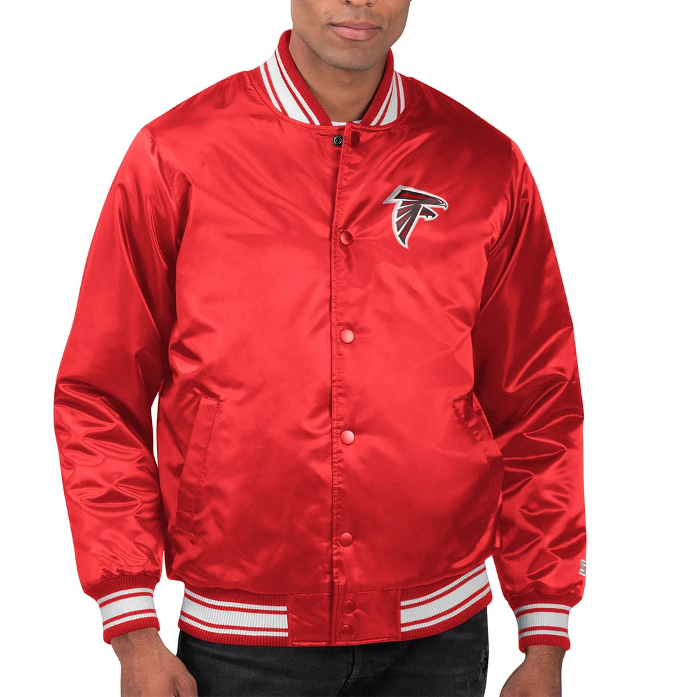 Men's Starter Red Atlanta Falcons Printed Team Logo Satin Varsity Full-Snap Jacket