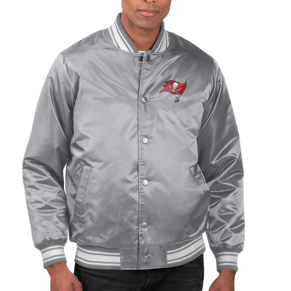 Men's Starter Tampa Bay Buccaneers Printed Team Logo Satin Varsity Full-Snap Jacket