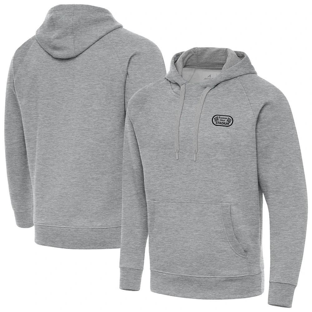 Men's Antigua Heather Gray Bowman Stadium Victory Pullover Hoodie