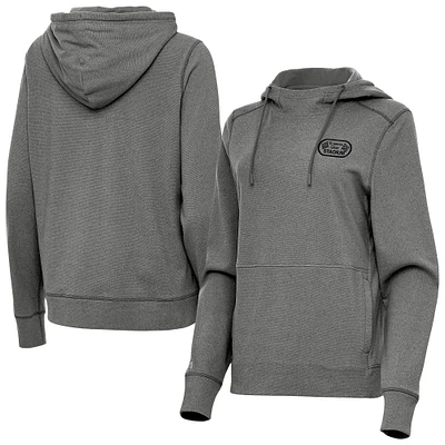 Women's Antigua Heather Gray Bowman Gray Stadium Justice Pullover Hoodie
