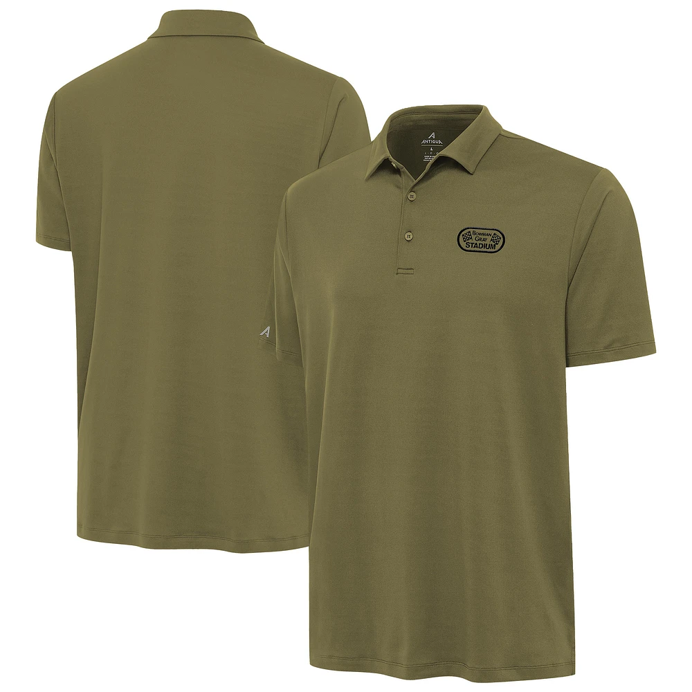 Men's Antigua Olive Bowman Gray Stadium Reprocess Polo