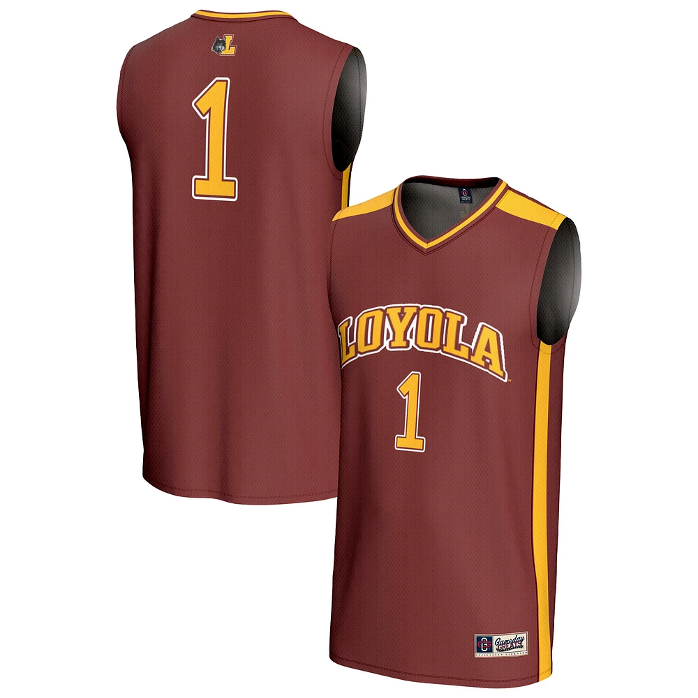 Youth GameDay Greats #1 Maroon Loyola Chicago Ramblers Lightweight Basketball Fashion Jersey
