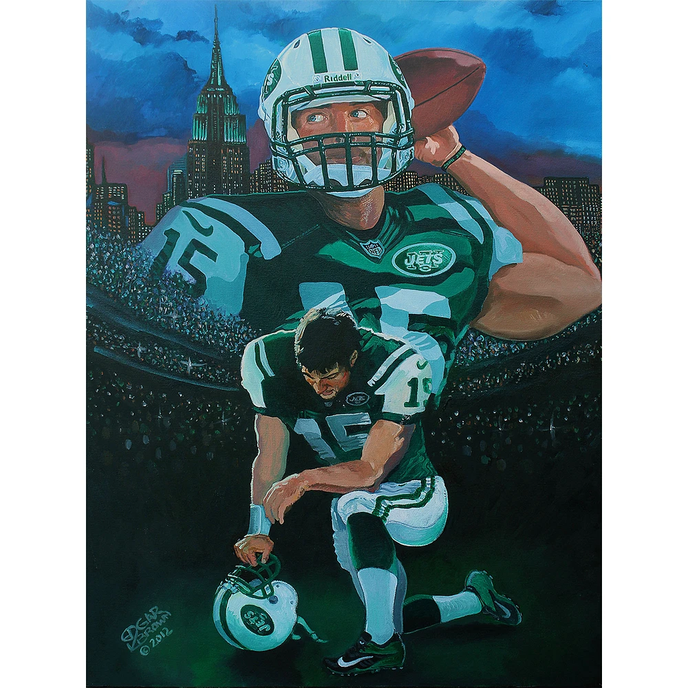 Tim Tebow New York Jets Deacon Jones Foundation 28" x 36" Limited Edition #115 Fine Art Collectible Canvas Print by Artist Edgar Brown