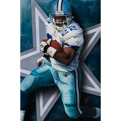 Emmitt Smith Dallas Cowboys Deacon Jones Foundation 24" x 36" Limited Edition #122 Fine Art Collectible Canvas Print by Artist Rob Jackson