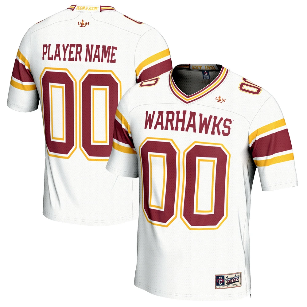 Unisex GameDay Greats White ULM Warhawks NIL Pick-A-Player Lightweight Football Fashion Jersey