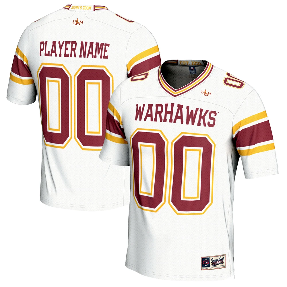 Youth GameDay Greats White ULM Warhawks NIL Pick-A-Player Lightweight Football Fashion Jersey