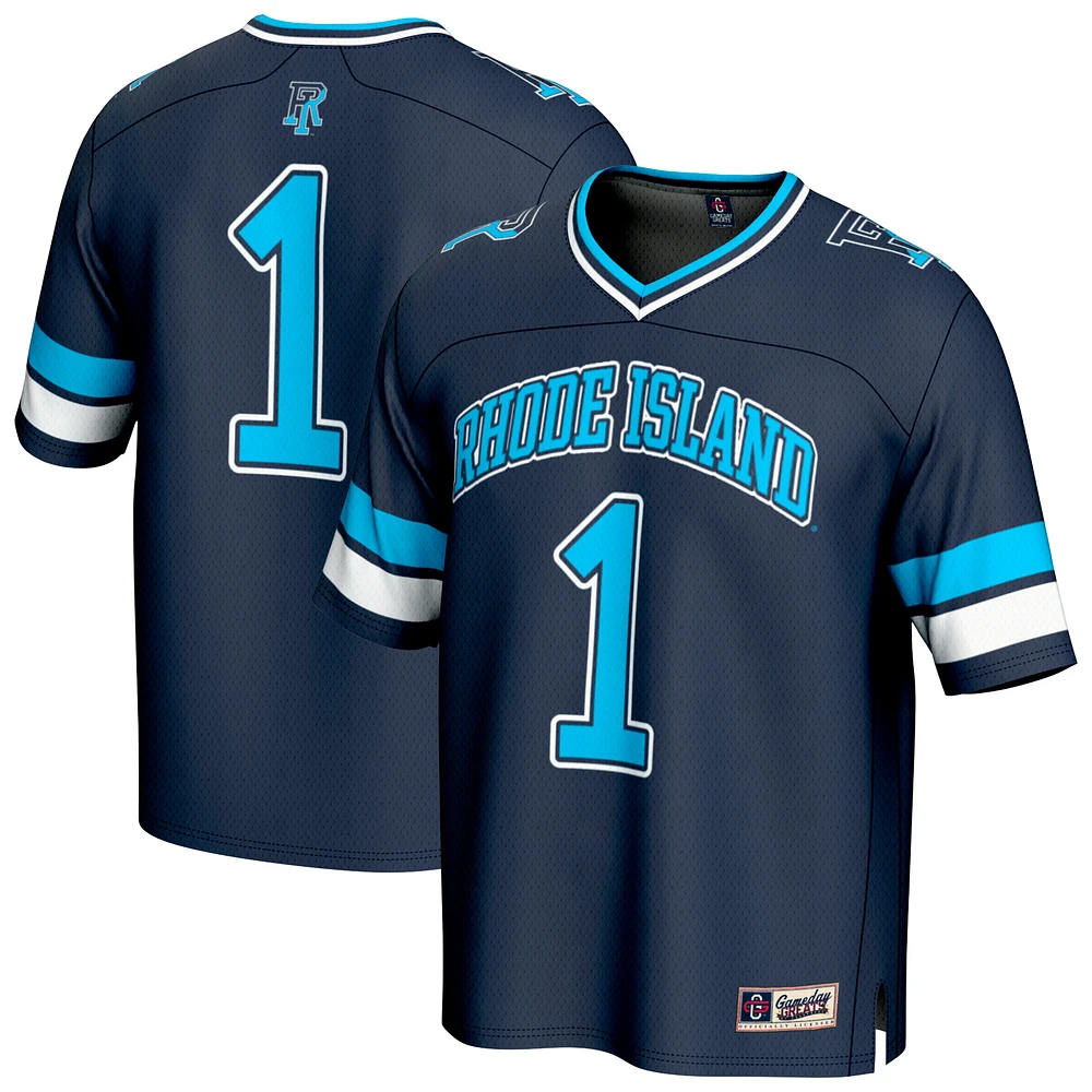 Youth GameDay Greats #1 Navy Rhode Island Rams Football Fashion Jersey