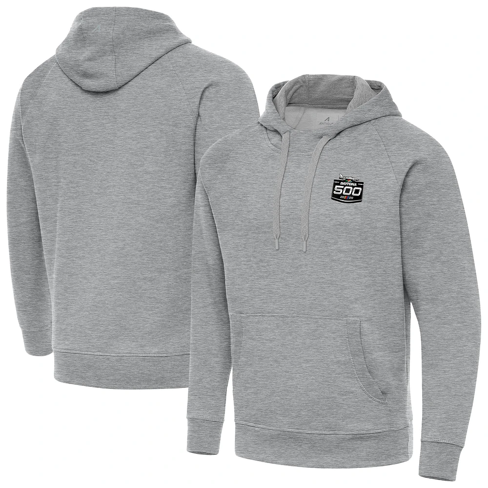 Men's Antigua Heather Gray 2025 Daytona 500 Victory Pullover Hoodie