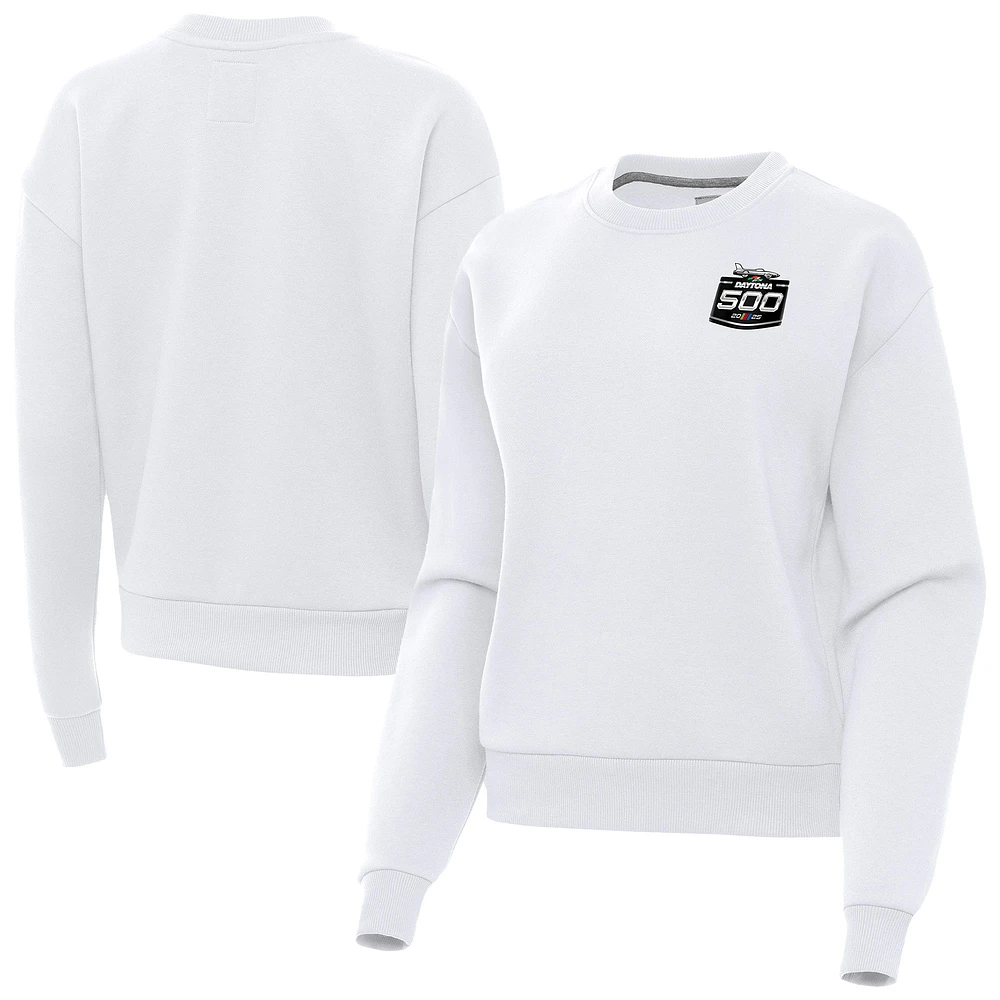 Women's Antigua White 2025 Daytona 500 Victory Pullover Sweatshirt