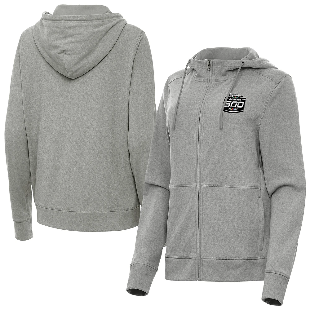 Women's Antigua Heather 2025 Daytona International Speedway Seeker Full-Zip Hoodie Jacket