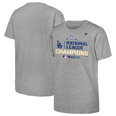 Youth Fanatics Heather Gray Los Angeles Dodgers 2024 National League Champions Locker Room T-Shirt