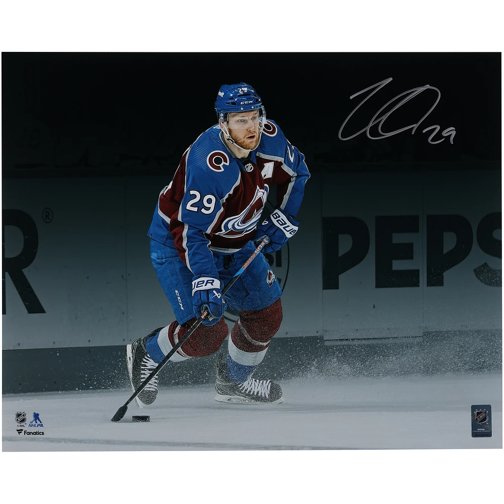 Nathan MacKinnon Colorado Avalanche Autographed 16" x 20" Burgundy Jersey Spotlight Photograph