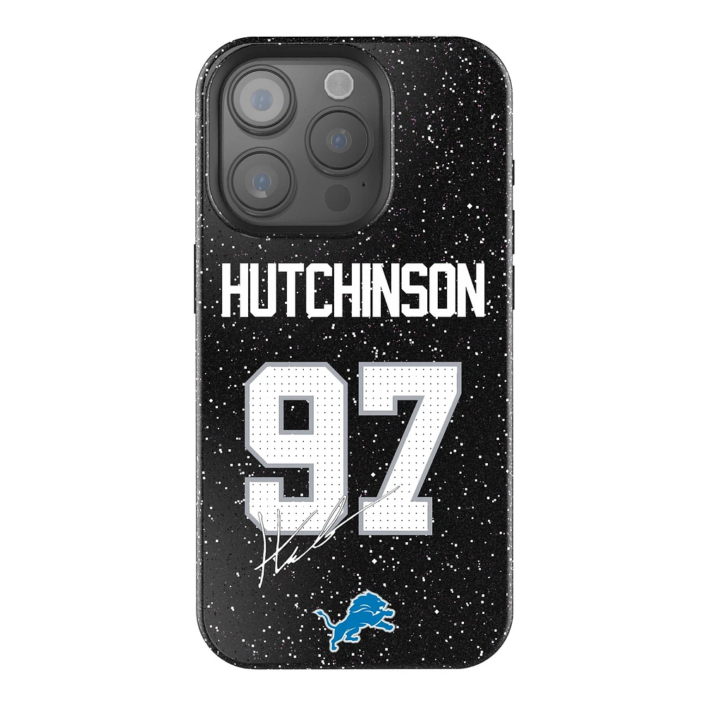 Keyscaper Aidan Hutchinson Black Detroit Lions Bling iPhone Case