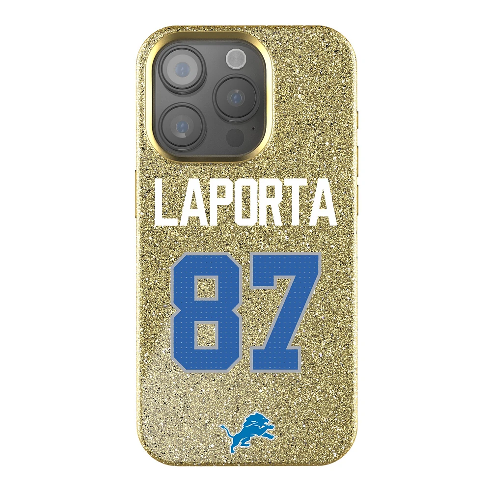 Keyscaper Sam LaPorta Gold Detroit Lions Bling iPhone Case