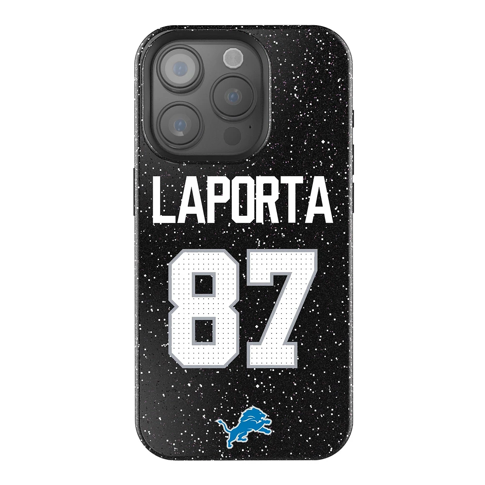 Keyscaper Sam LaPorta Black Detroit Lions Bling iPhone Case