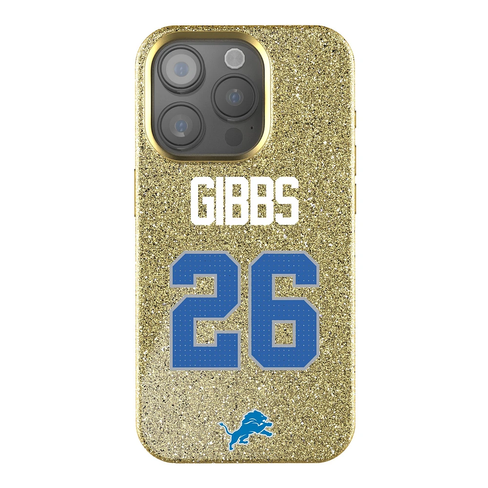 Keyscaper Jahmyr Gibbs Gold Detroit Lions Bling iPhone Case
