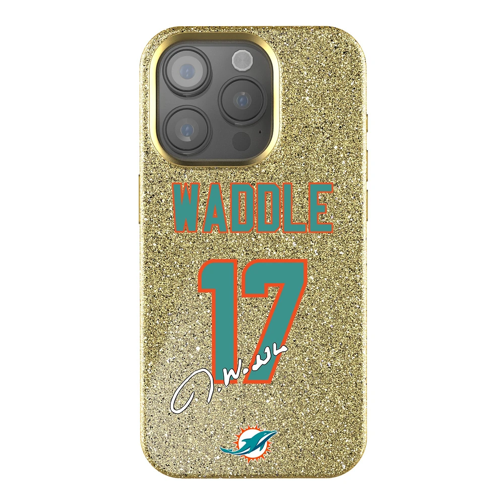 Keyscaper Jaylen Waddle Gold Miami Dolphins Bling iPhone Case