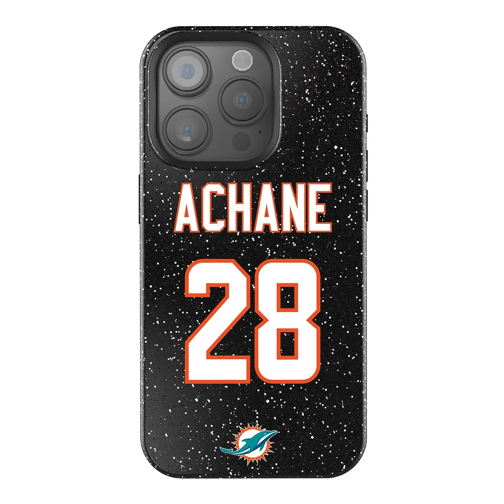 Keyscaper De’Von Achane Black Miami Dolphins Bling iPhone Case