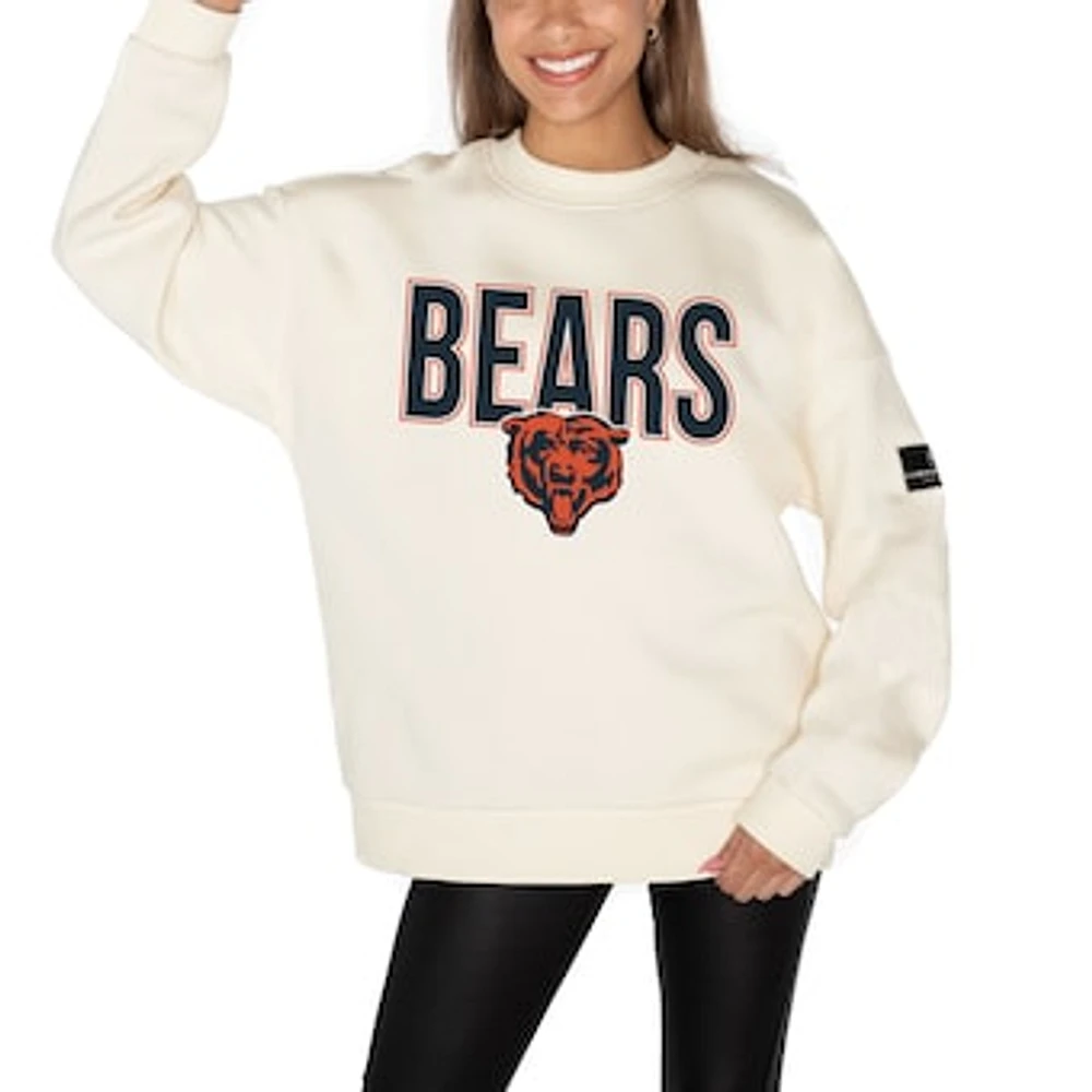 Women's Gameday Couture Cream Chicago Bears Premium Fleece Oversized Drop Shoulder Pullover Sweatshirt