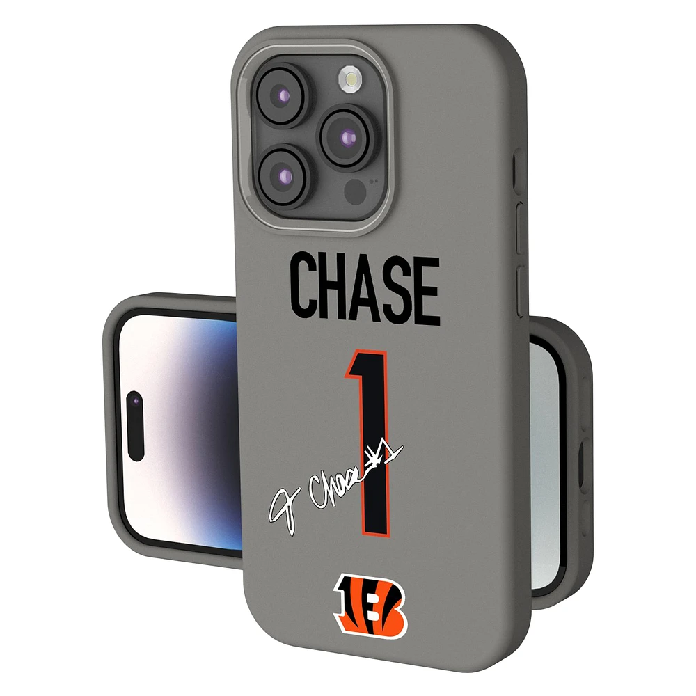 Keyscaper Ja'Marr Chase Gray Cincinnati Bengals Ready Soft Touch iPhone Case