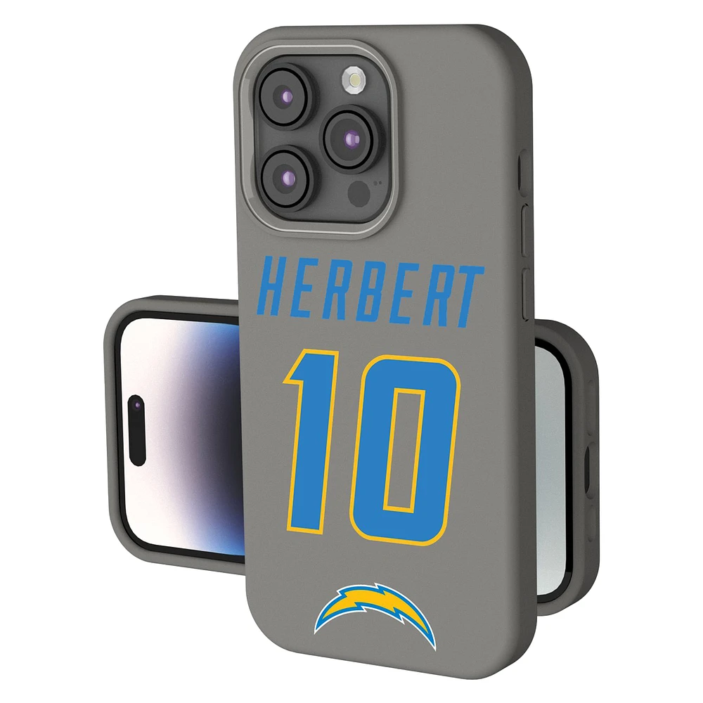 Keyscaper Justin Herbert Gray Los Angeles Chargers Ready Soft Touch iPhone Case