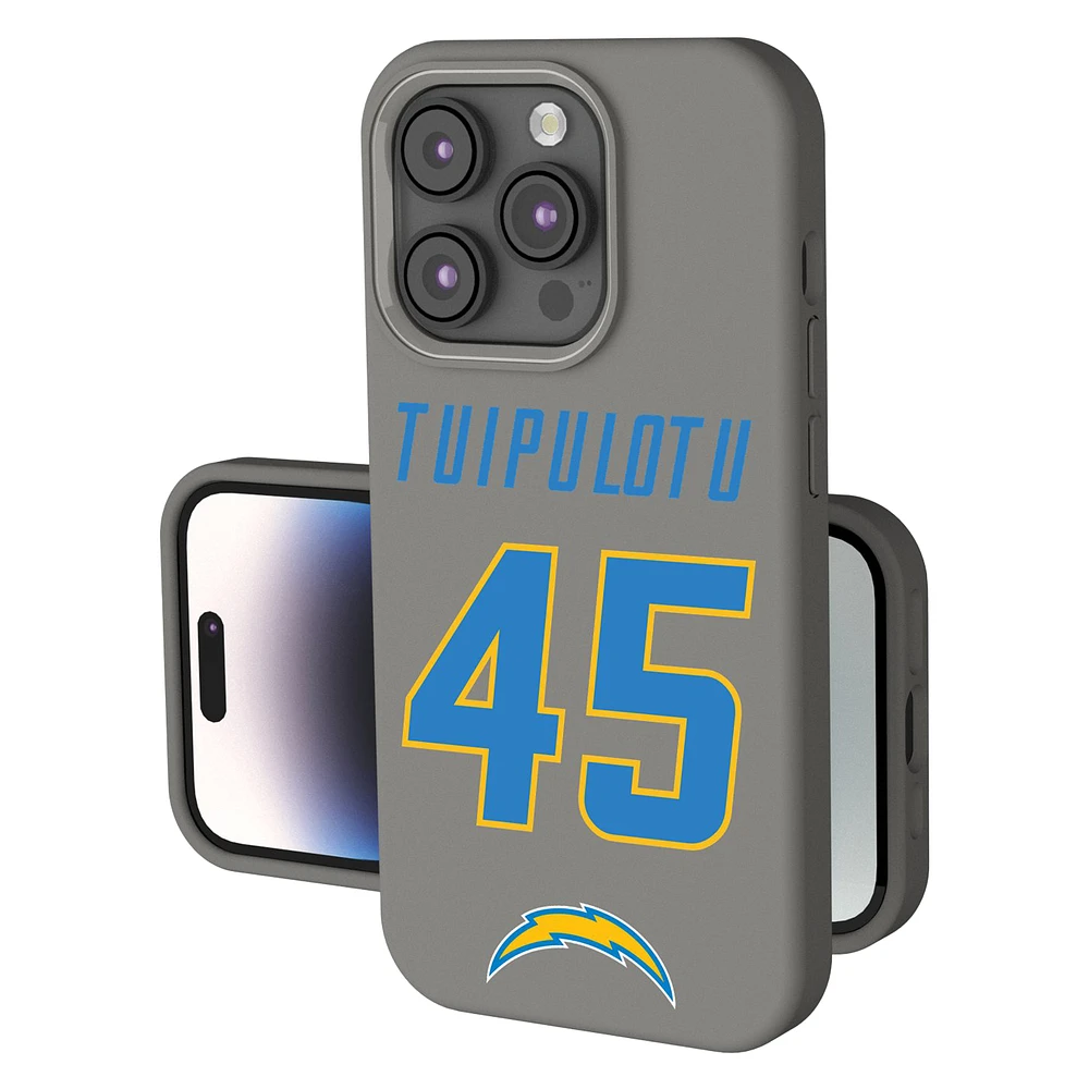 Keyscaper Tuli Tuipulotu Gray Los Angeles Chargers Ready Soft Touch iPhone Case