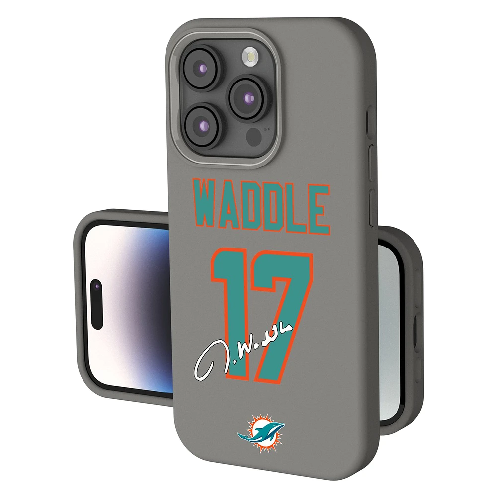 Keyscaper Jaylen Waddle Gray Miami Dolphins Ready Soft Touch iPhone Case