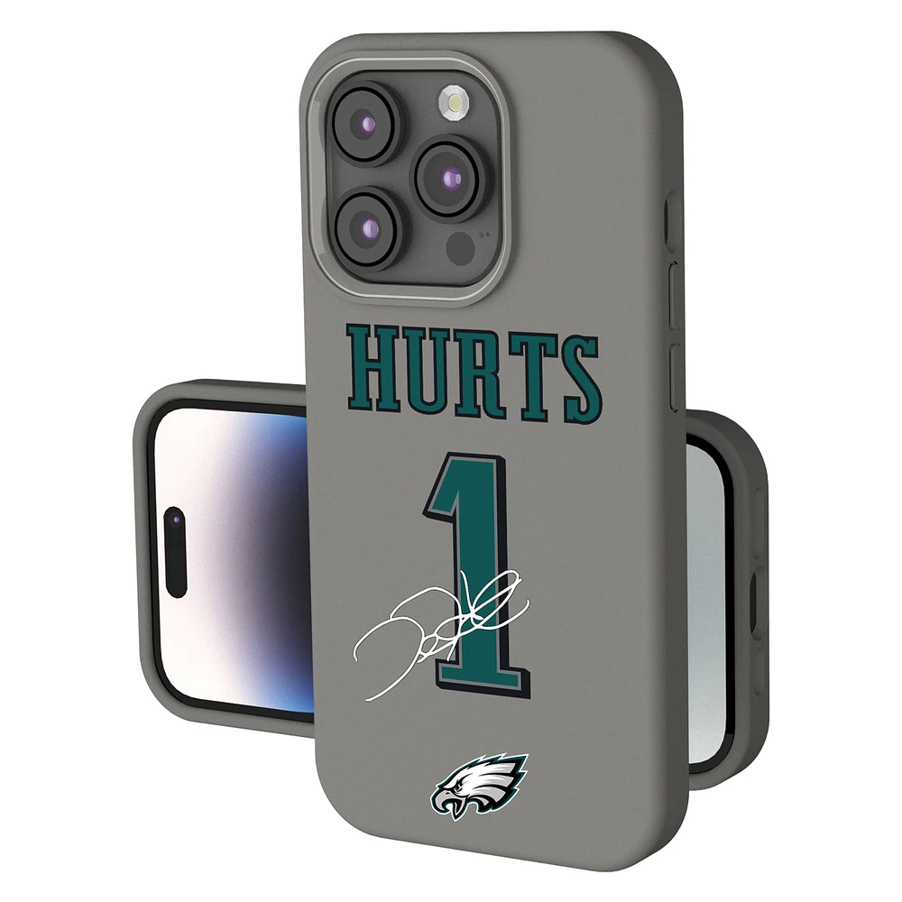 Keyscaper Jalen Hurts Gray Philadelphia Eagles Ready Soft Touch iPhone Case