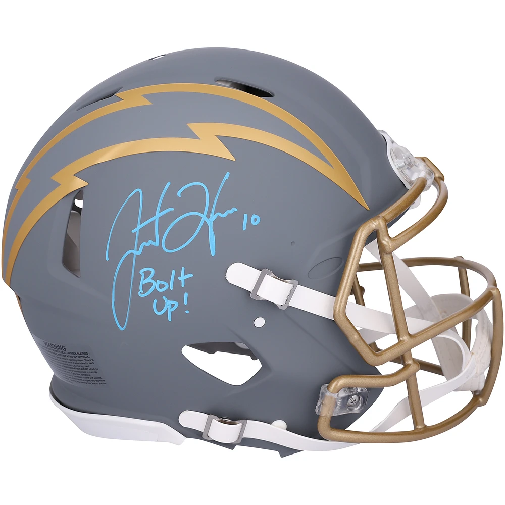Justin Herbert Los Angeles Chargers Autographed Riddell Slate Speed Authentic Helmet with "Bolt Up!" Inscription