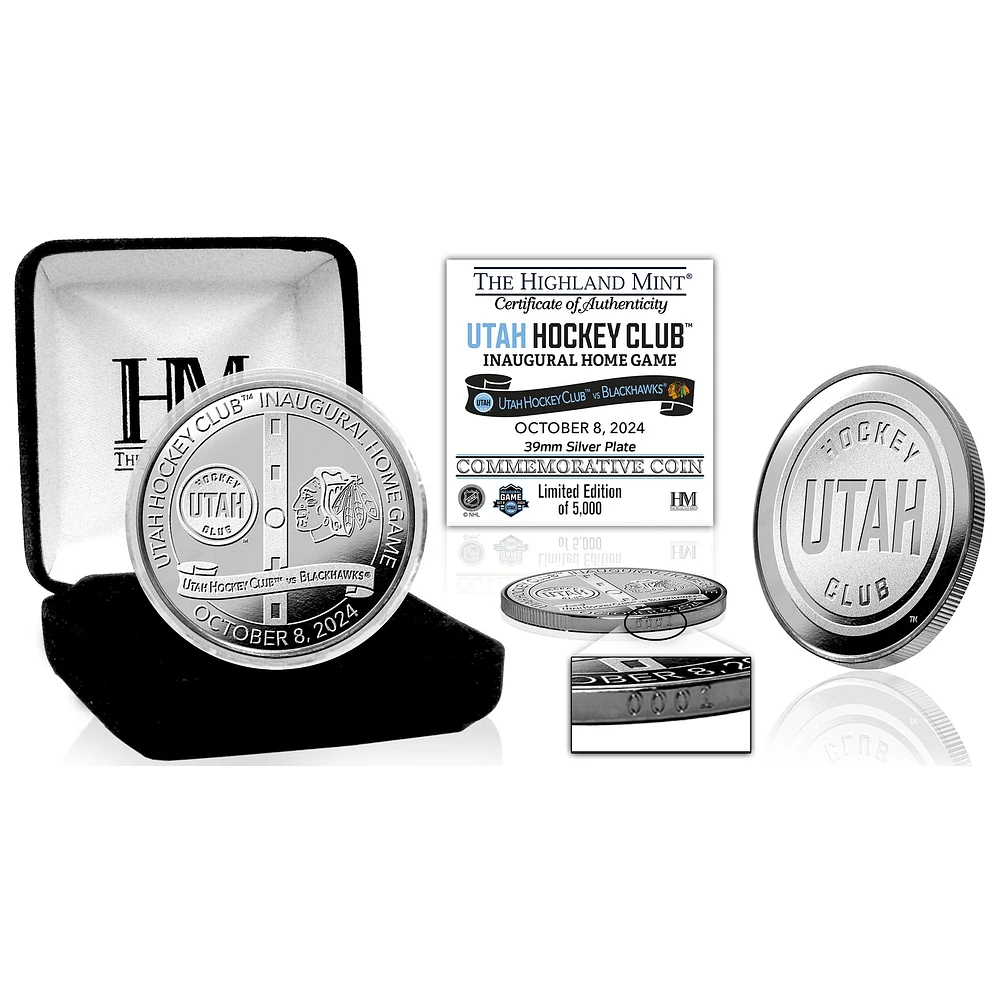 Highland Mint Utah Hockey Club Inaugural Game 39mm Silver Mint Coin