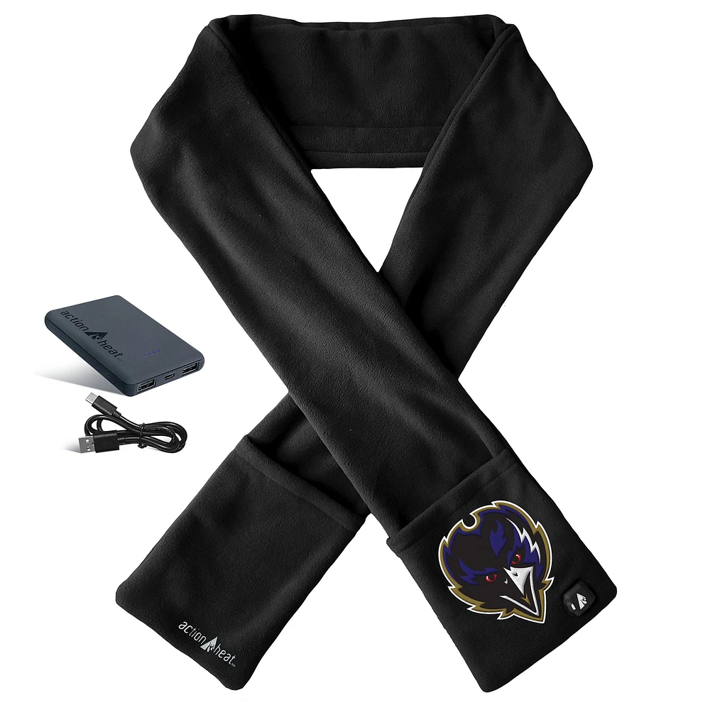 ActionHeat Black Baltimore Ravens 5V Battery Heated Scarf