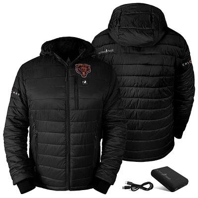Men's ActionHeat Black Chicago Bears 5V Battery Charged Insulated Puffer Full-Zip Jacket