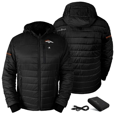 Men's ActionHeat Black Denver Broncos 5V Battery Charged Insulated Puffer Full-Zip Jacket