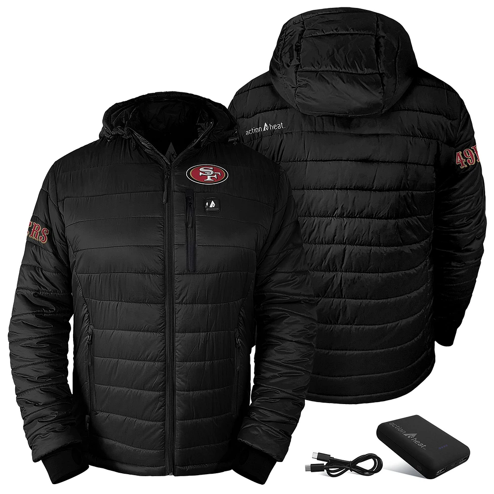 Men's ActionHeat Black San Francisco 49ers 5V Battery Charged Insulated Puffer Full-Zip Jacket