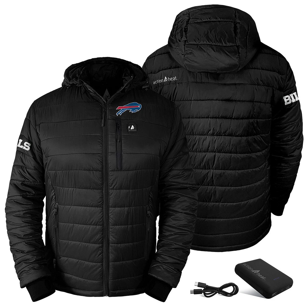 Men's ActionHeat Black Buffalo Bills 5V Battery Charged Insulated Puffer Full-Zip Jacket