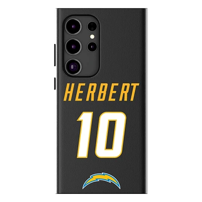 Keyscaper Justin Herbert Black Los Angeles Chargers Galaxy Magnetic Bump Case
