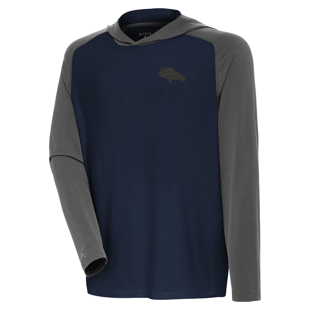 Men's Antigua Navy Denver Broncos Tonal Intrepid Pullover Hoodie