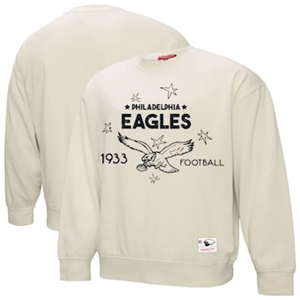 Women's Mitchell & Ness Cream Philadelphia Eagles Shooting Stars Pullover Sweatshirt
