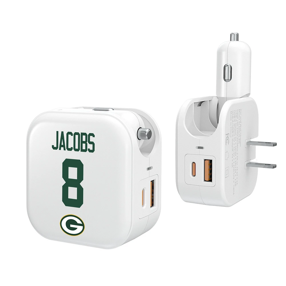 Keyscaper Josh Jacobs Green Bay Packers Ready 2-in-1 USB Charger
