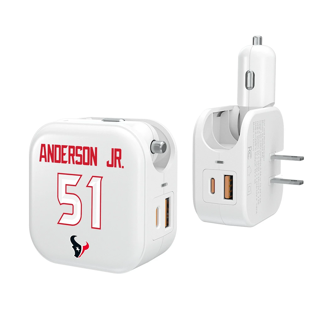 Keyscaper Will Anderson Jr. Houston Texans Ready 2-in-1 USB Charger
