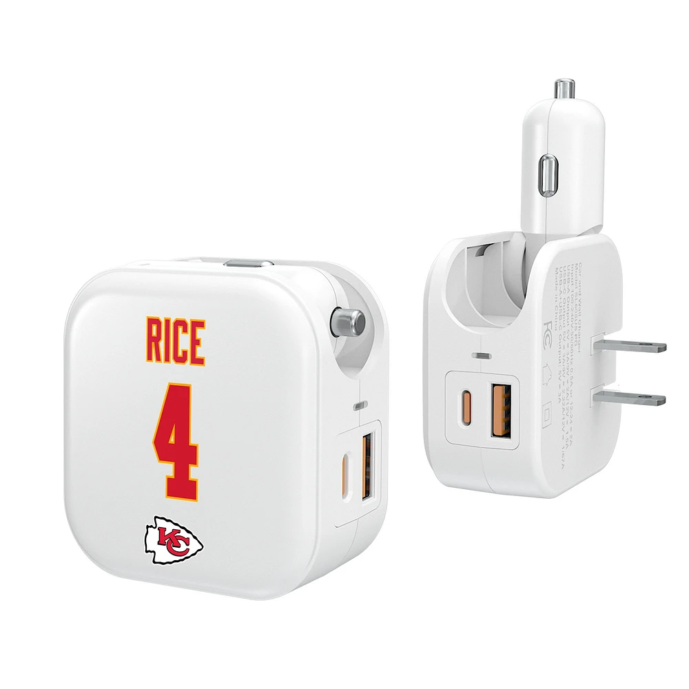 Keyscaper Rashee Rice Kansas City Chiefs Ready 2-in-1 USB Charger