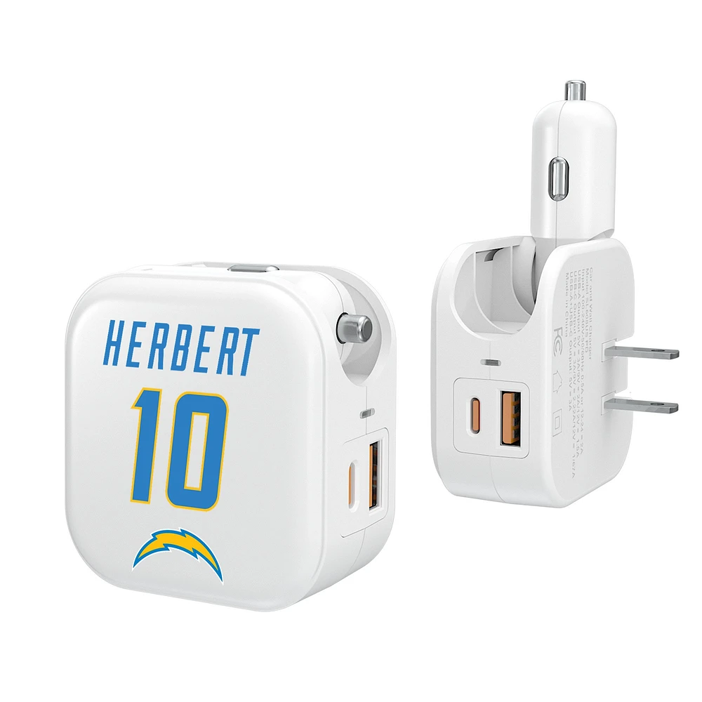 Keyscaper Justin Herbert Los Angeles Chargers Ready 2-in-1 USB Charger