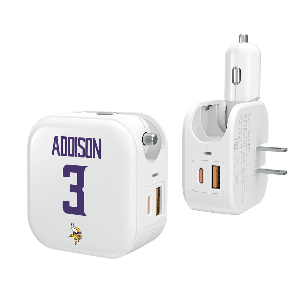 Keyscaper Jordan Addison Minnesota Vikings Ready 2-in-1 USB Charger