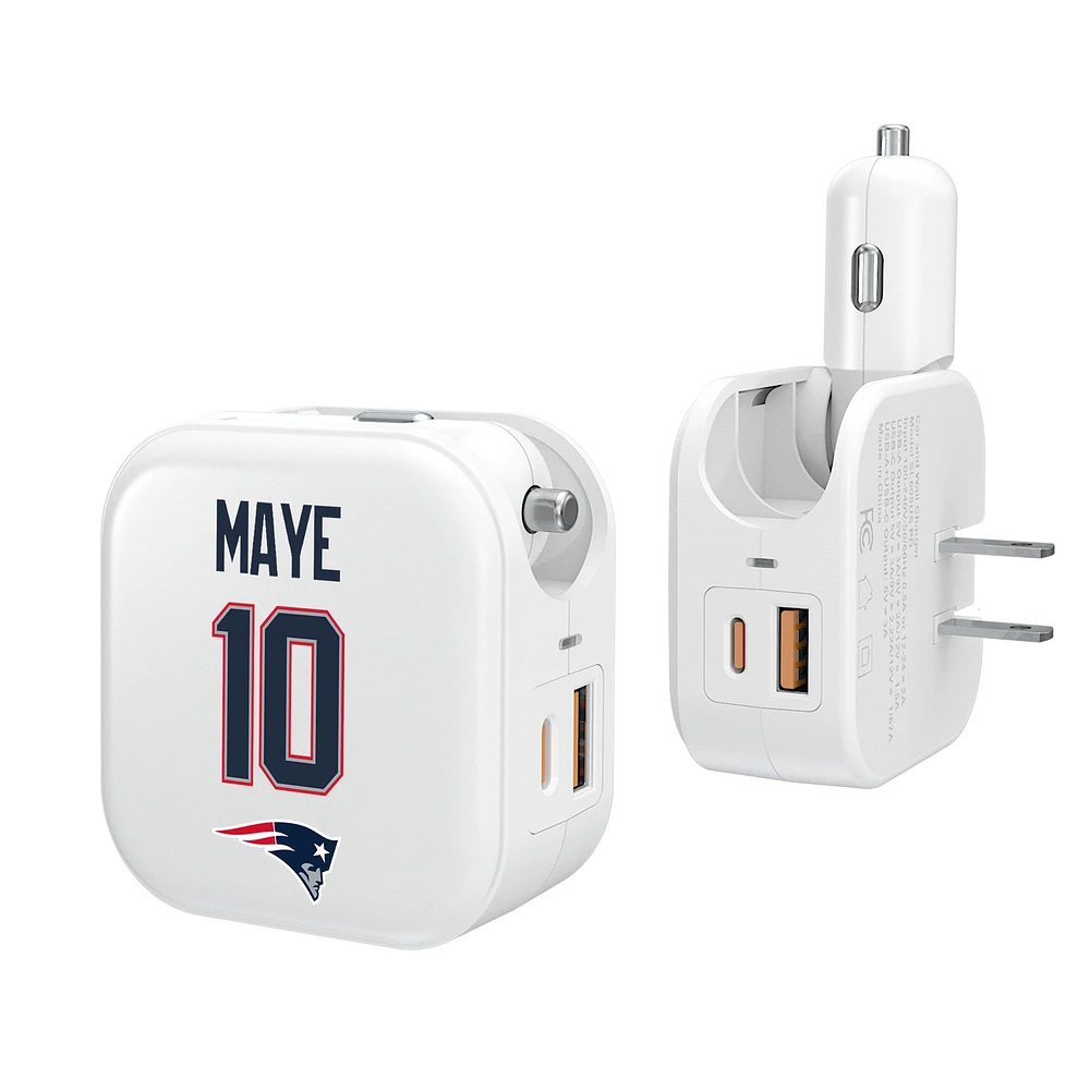 Keyscaper Drake Maye New England Patriots Ready 2-in-1 USB Charger